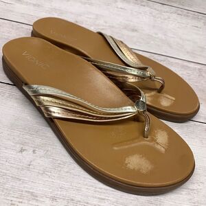 Vionic Palm Catalina Gold Metallic Strap Sandals Flip Flops Women’s Size 10M